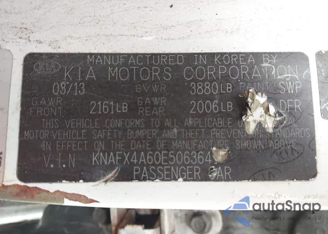 2014 Kia Forte Lx z USA, uszkodzony, nr VIN KNAFX4A60E5063641